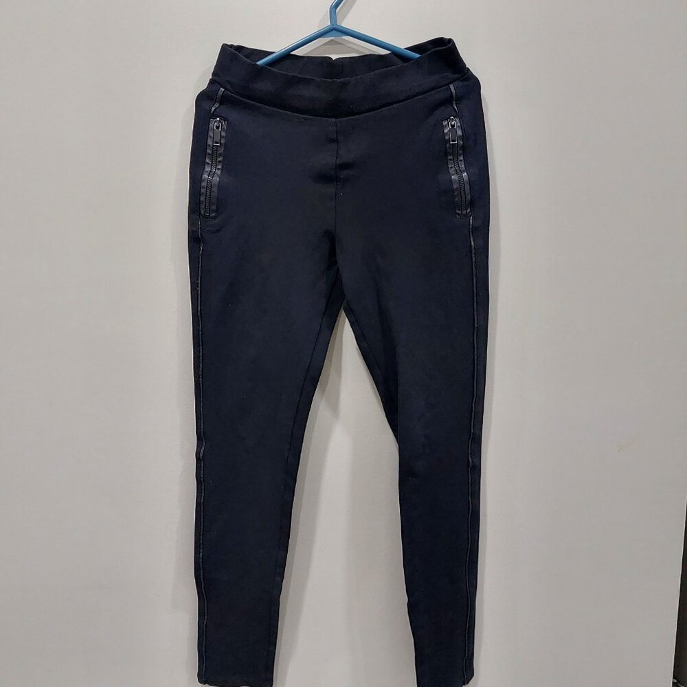 Guess Mid-Rise Black Skinny Stretchy Pants with Faux Zippers (Size S)